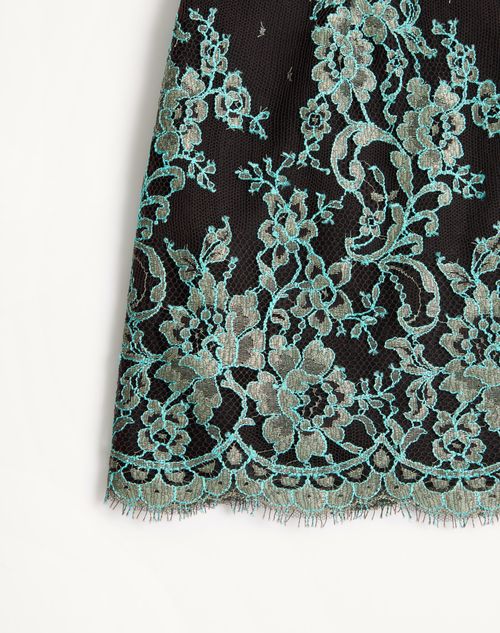 Valentino - Short Lace Skirt - Chocolate/turquoise - Woman - Skirts