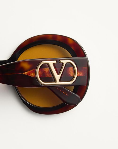 Valentino - Dramatic Round 1960s Acetate Glasses - Havana Beige - Woman - Eyewear
