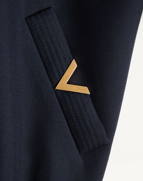 Valentino - Valentino Nylon Bomber With Vgold On Side Pockets - Navy - Man - Outerwear