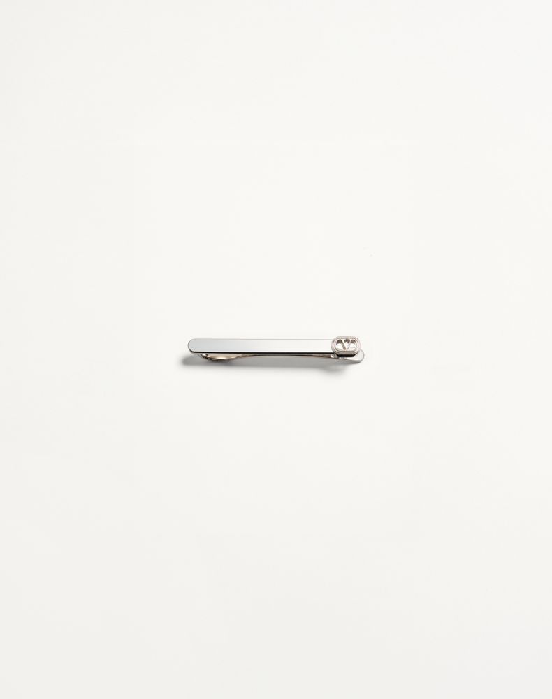 Valentino Garavani Men's Transparent Valentino Vlogo Signature Metal Tie Clip Man Uni