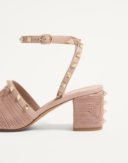 Valentino Garavani - Rockstud Calfskin Sandal With Cornely Embroidery 60mm - Beige Rose - Woman - Sandals