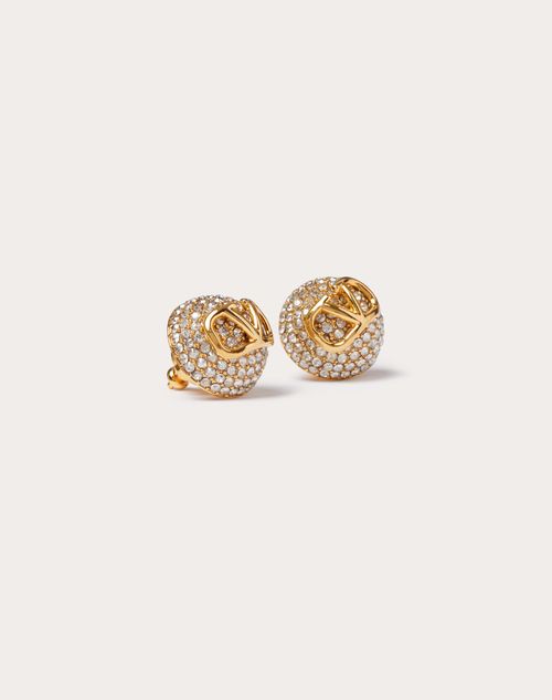 Valentino Garavani Vlogo Signature Metal And Swarovski® Crystal Earrings Woman Gold Uni