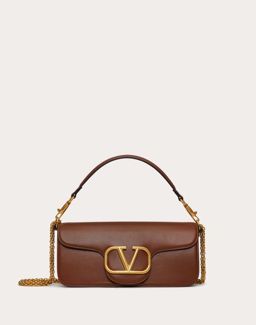 Valentino Garavani Garavani Locò Calfskin Shoulder Bag Woman Tobacco Uni In Brown