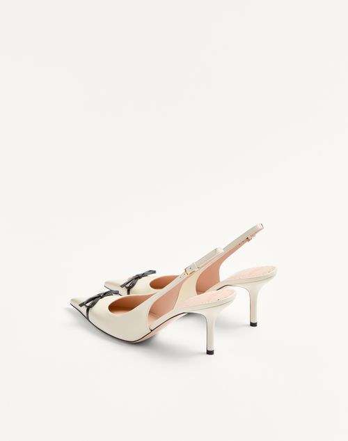 Valentino Garavani - Bepointy Slingback Pump In Patent Leather And Kidskin 80mm - Ivory/black - Woman - Pumps