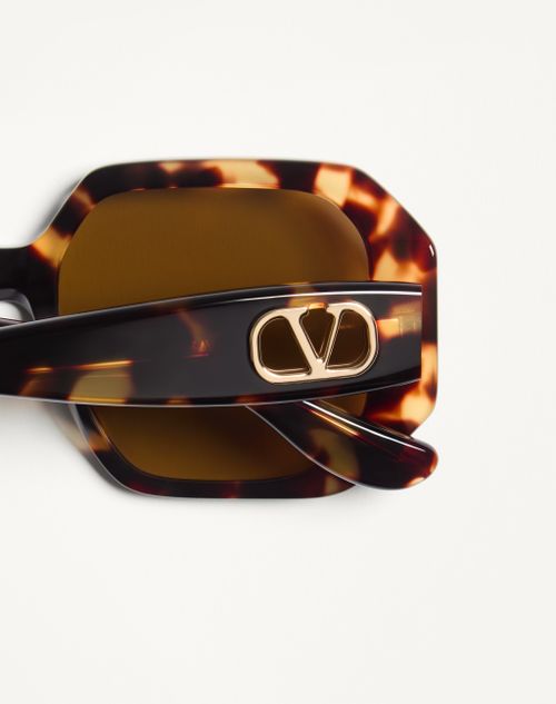 Valentino - ジオメトリックデザイン アセテート メガネ - ハバナ/ブラウン - ウィメンズ - アイウェア