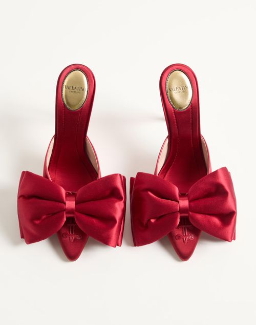 Valentino Garavani - Zapato Bajo Sin Talón Yolande De Satén Con Tacón De 105 mm - Rojo - Mujer - Salones