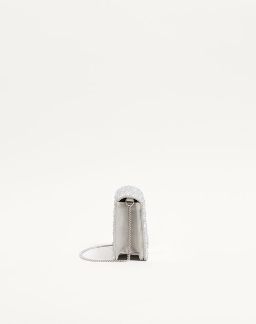 Valentino Garavani - Mini Vlogo Signature Crossbody Bag With Sparkling Embroidery - Crystal - Woman - Clutches