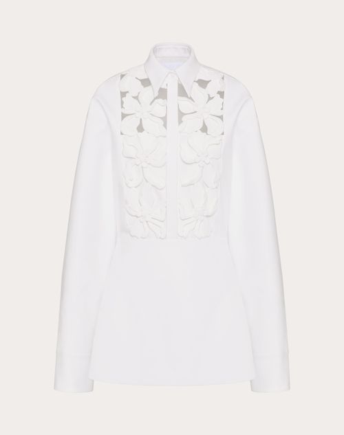 Embroidered Compact Popeline Short Dress for Woman in White | Valentino US