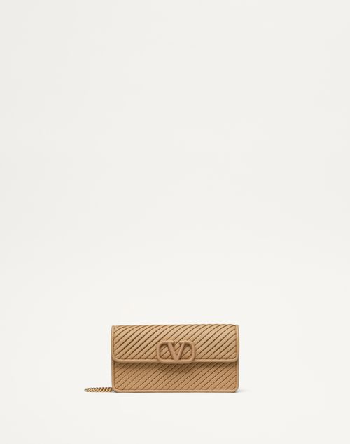 Valentino Garavani Vlogo Signature Calfskin Wallet With Chain Woman Sand Uni