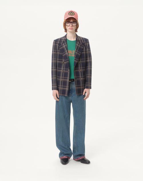 Valentino - Cotton T-shirt With Chez Valentino Print - Green - Man - T-shirts And Sweatshirts