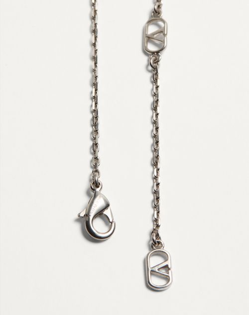 Valentino Garavani - Chez Valentino Necklace In Metal And Enamel - Palladium - Man - Jewelry