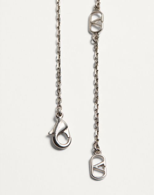 Valentino Garavani - Valentino Garavani Chez Valentino Necklace In Metal And Enamel - Palladium - Man - Jewelry