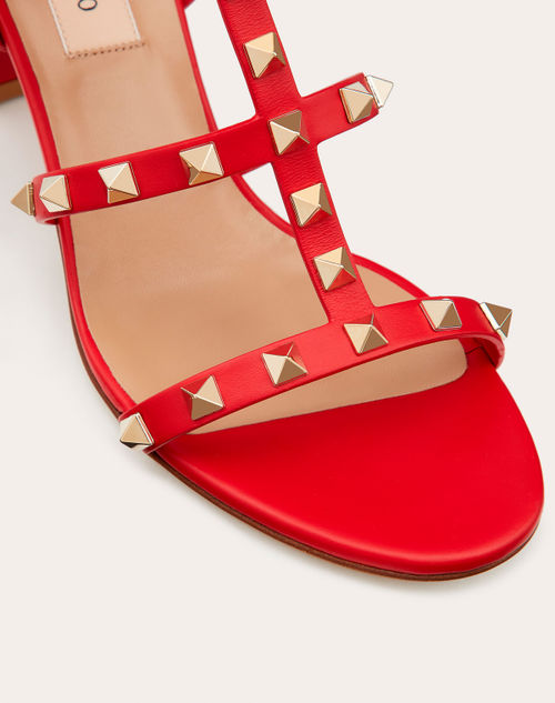 Valentino Garavani - ロックスタッズ カーフスキン ストラップサンダル 60mm - ピュアレッド - ウィメンズ - サンダル