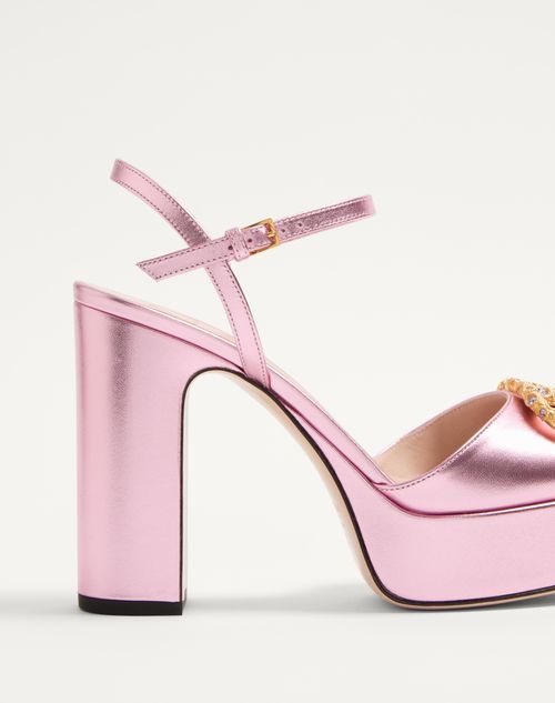 Valentino Garavani - Vlogo Signature Platform Pump In Laminated Nappa 115mm - Giacinto/violet - Woman - Pumps
