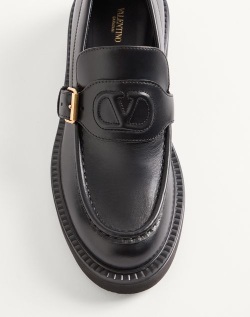 Valentino Garavani - Mocassino Vlogo Embossed In Vitello 40mm - Nero - Donna - Mocassini