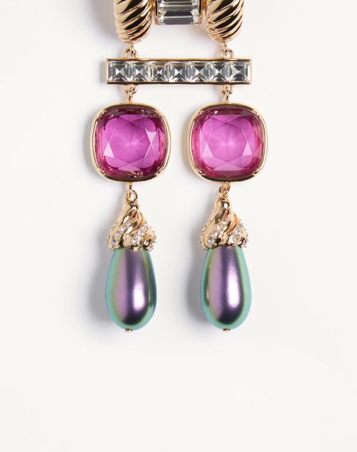 Valentino Garavani - Pendientes Hypergoutte En Metal Y Resina Con Cristales - Dorado/multicolor - Mujer - Bisutería