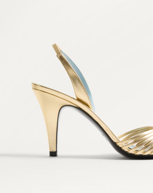 Valentino Garavani - Coeur Royal Sandal In Laminated Nappa Leather 85mm - Antique Brass - Woman - Sandals