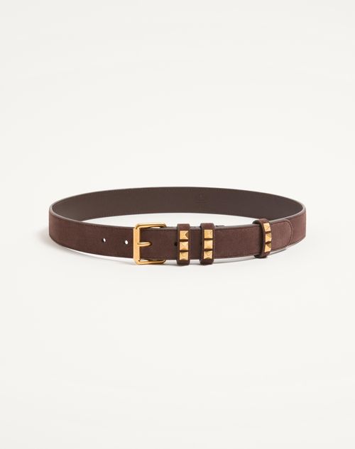 Valentino Garavani Flaneuse Belt In Suede 30 Mm Woman Brown 085