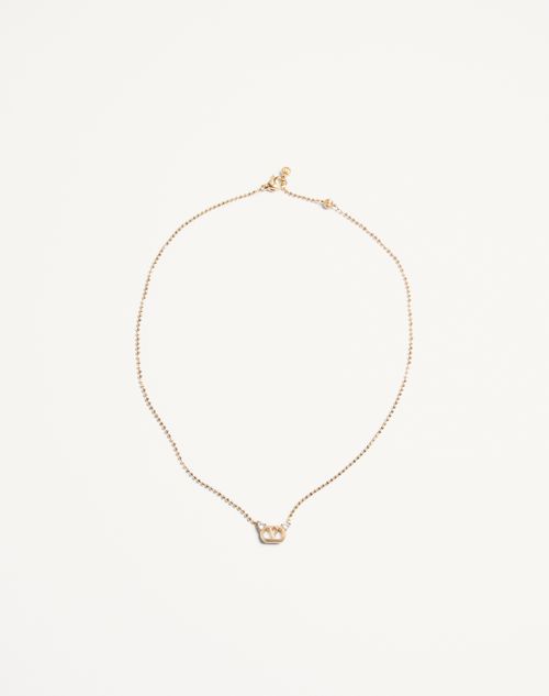 Valentino Garavani Ovalette Necklace In Metal And Swarovski Crystals Woman Gold/crystal Onesize