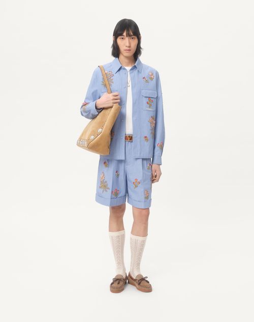 Valentino - Denim Shirt With Embroidery - Denim - Man - Denim