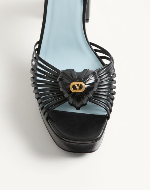 Valentino Garavani - Coeur Royal Platform Sandal In Kidskin 115mm - Black - Woman - Sandals