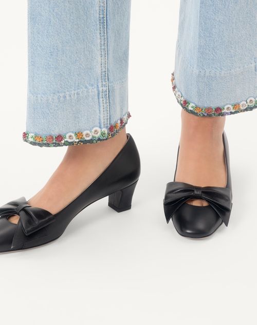 Valentino Garavani - Zapato Bowow De Cabritilla Con Tacón De 45 mm - Negro - Mujer - Salones