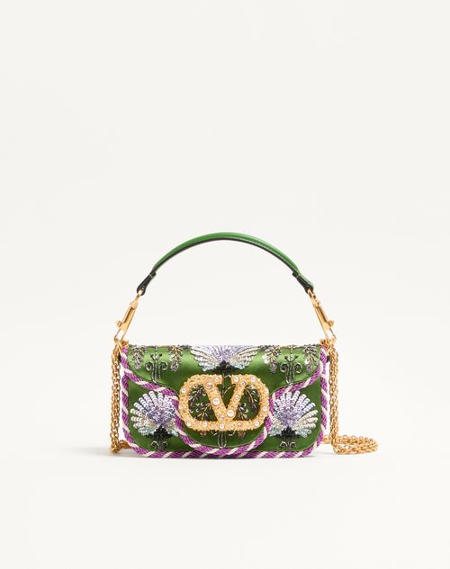 Valentino Garavani Locò Small Embroidered Shoulder Bag With Jewel Logo Woman Mult In Multi