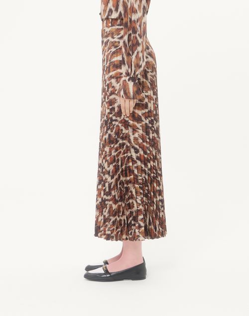 Valentino - Valentino Crepe De Chine Midi Skirt With Animalier Print - Animal Print - Woman - Skirts