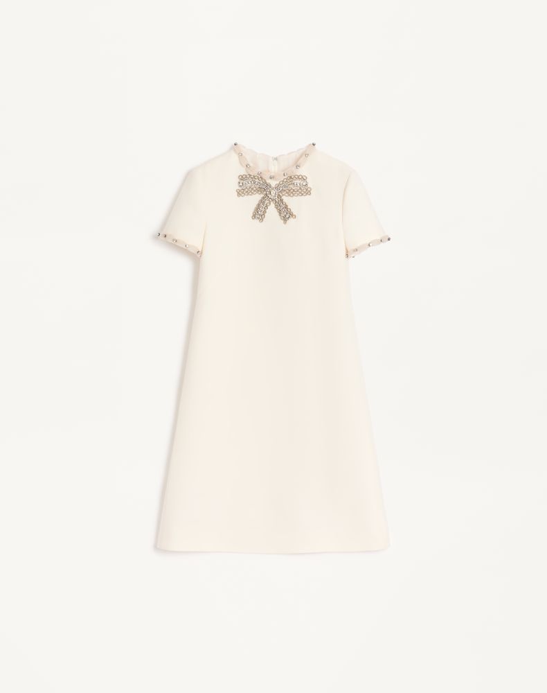 Valentino Women's Ivory Embroidered Crepe Couture Short Dress Woman 50
