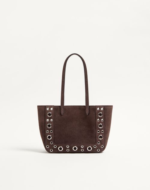 Valentino Garavani - Valentino Garavani Nellcôte Mini Embroidered Shopping Bag - Multicolor/testa Di Moro - Woman - Totes