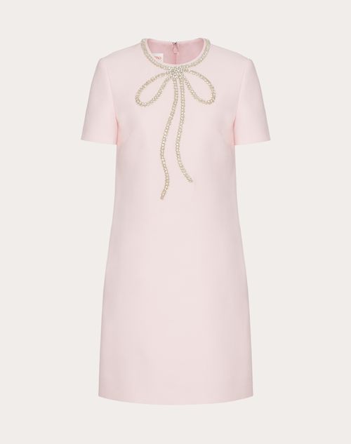 VALENTINO VALENTINO EMBROIDERED CREPE COUTURE SHORT DRESS WOMAN PINK/SILVER 40