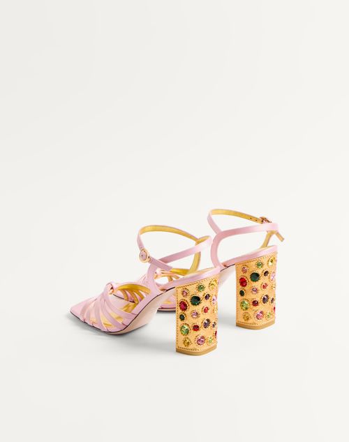Valentino Garavani - Preshoes Satin Sandal With Crystals 90mm - Rose Couture/multicolour - Woman - Sandals