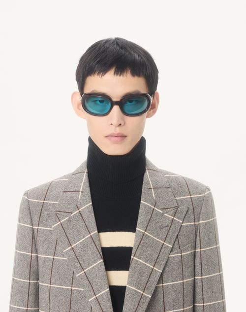 Valentino - Valentino Double-breasted Wool Jacket With Check Pattern - Grey - Man - Coats And Blazers