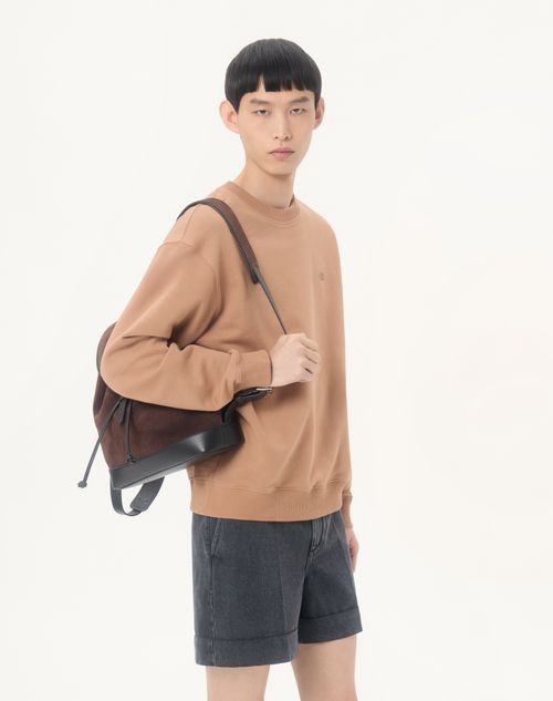 Valentino - Valentino Cotton Sweatshirt With Vlogo Embroidery - Beige - Man - T-shirts And Sweatshirts