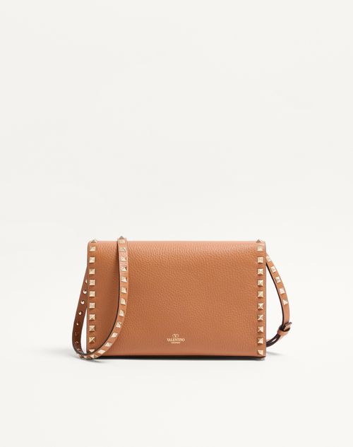 Valentino Garavani - Small Rockstud Grainy Calfskin Crossbody Bag - Almond - Woman - Bags