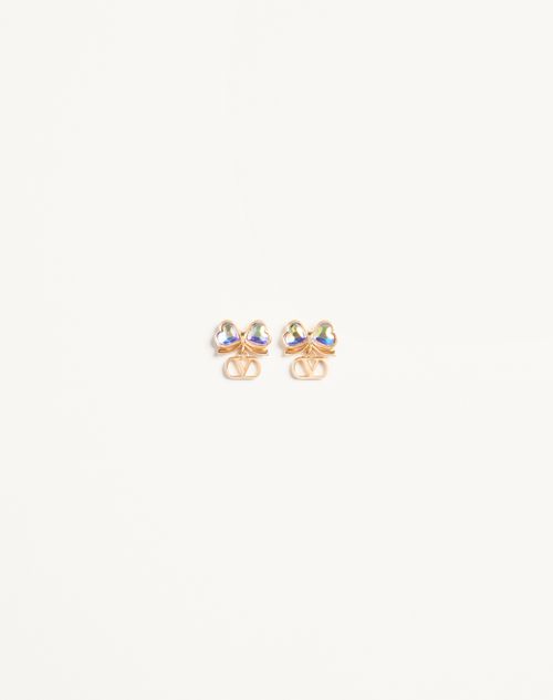 Valentino Garavani - Valentino Vlogo Floc Earrings In Metal And Crystals - Gold/multicolour - Woman - Jewellery