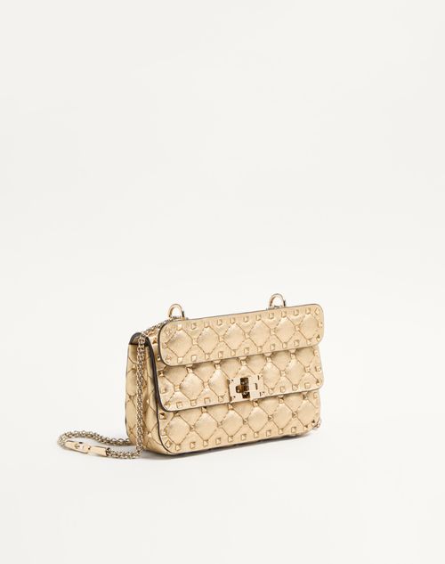 Valentino Garavani - Valentino Garavani Rockstud Spike Small Laminated Nappa Bag - Mekong - Woman - Shoulder Bags