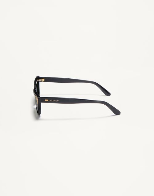 Valentino - Cat-eye Acetate Frame - Black/green - Woman - Eyewear