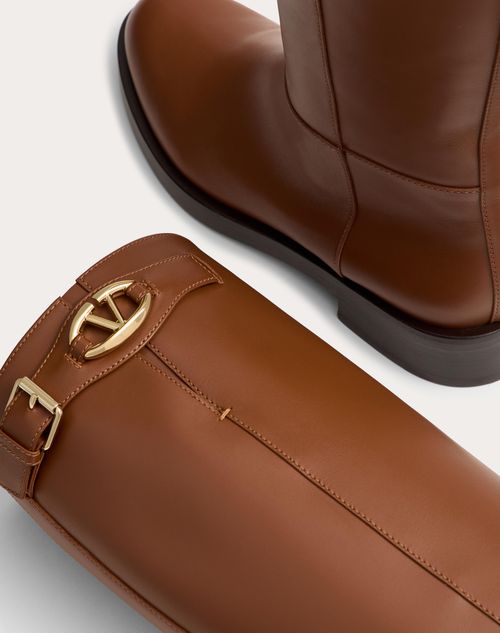 Valentino Garavani - Vlogo The Bold Edition Boot In Calfskin 30mm - Tobacco - Woman - Boots