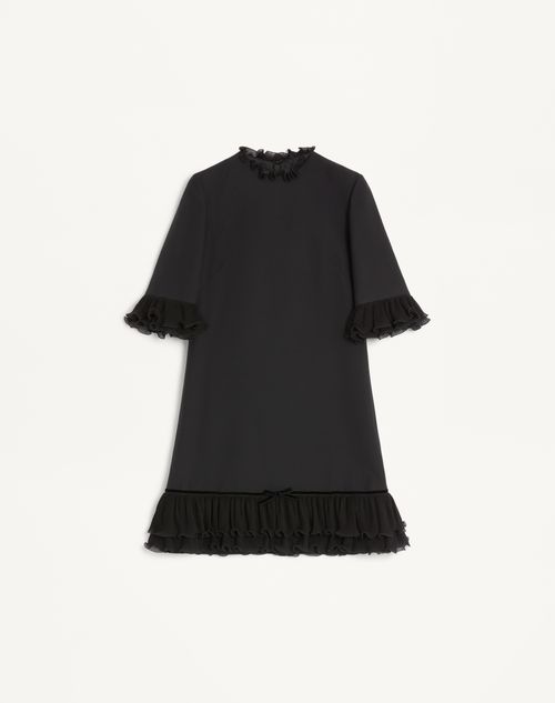 Valentino Robe Courte En Crêpe Couture Femme Noir 48