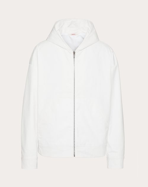 Shop Valentino Nylon Hooded Sweatshirt In Blanc