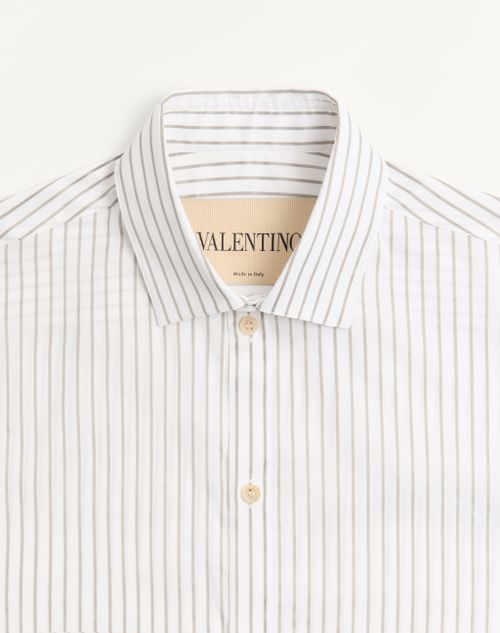 Valentino - Valentino Long-sleeved Striped Cotton And Silk Shirt - Ivory/grey - Man - Shirts