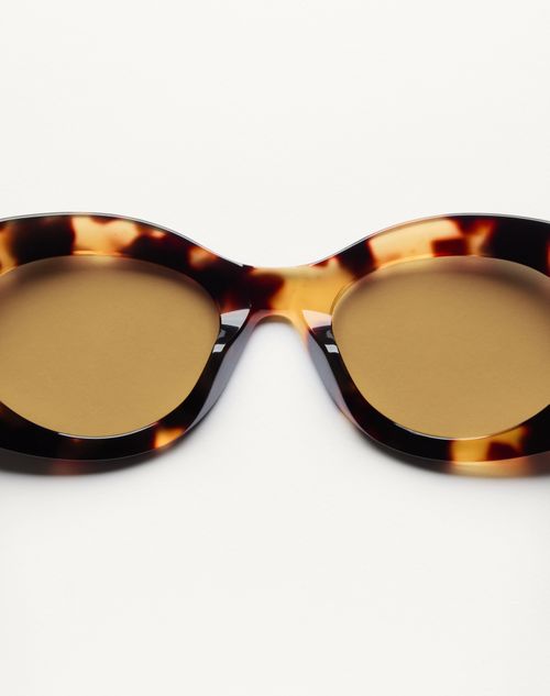 Valentino - Oval Acetate Eyewear - Havana/brown - Woman - Eyewear