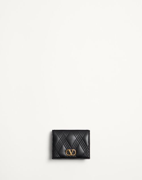 Valentino Garavani Garavani Quiltie 67 Wallet In Quilted Nappa Woman Black Uni In Black