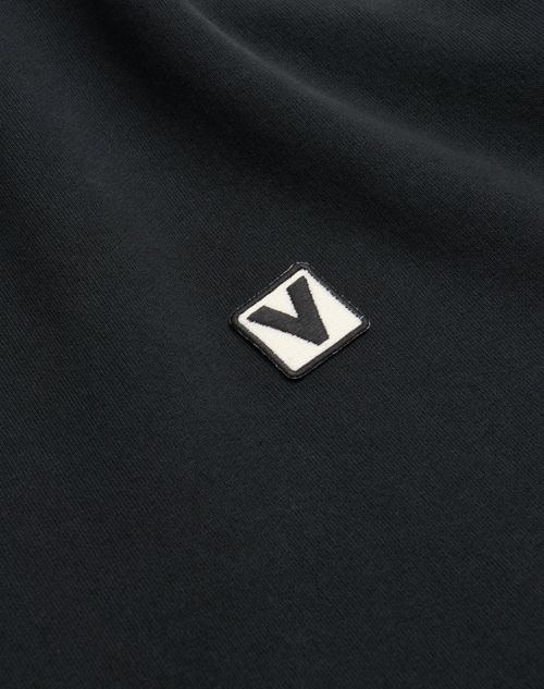 Valentino - Cotton Crewneck Sweatshirt With Chez Valentino Patch - Black - Man - T-shirts And Sweatshirts