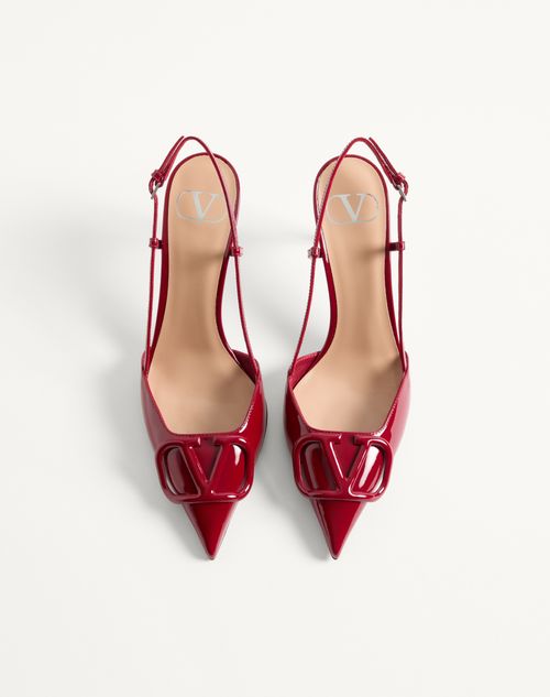 Valentino Garavani - Vlogo Signature Patent Slingback Pump 80mm - Dark Red - Woman - Pumps And Slingbacks
