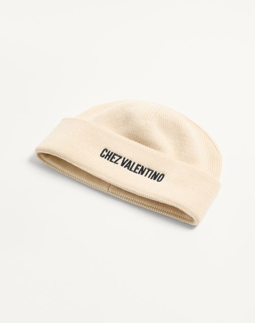Valentino Garavani - Chez Valentino Knitted Wool Beanie - Cream - Man - Hats And Gloves