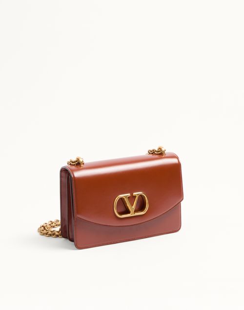 Valentino Garavani - Valentino Garavani Vain Shoulder Bag In Shiny Calfskin - Dark Brandy - Woman - Shoulder Bags