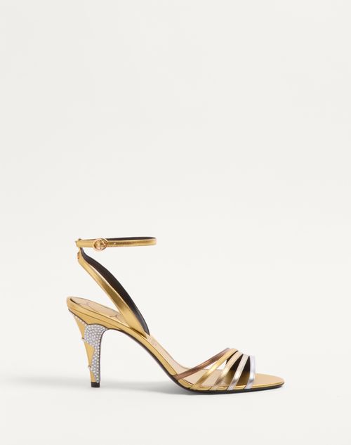 Valentino Ladycrush 85 Crystal-embellished Metallic Leather Pumps In Multicolor