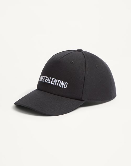 Valentino Garavani - Chez Valentino Cotton Baseball Cap With Embroidery - Black/ivory - Man - Hats And Gloves